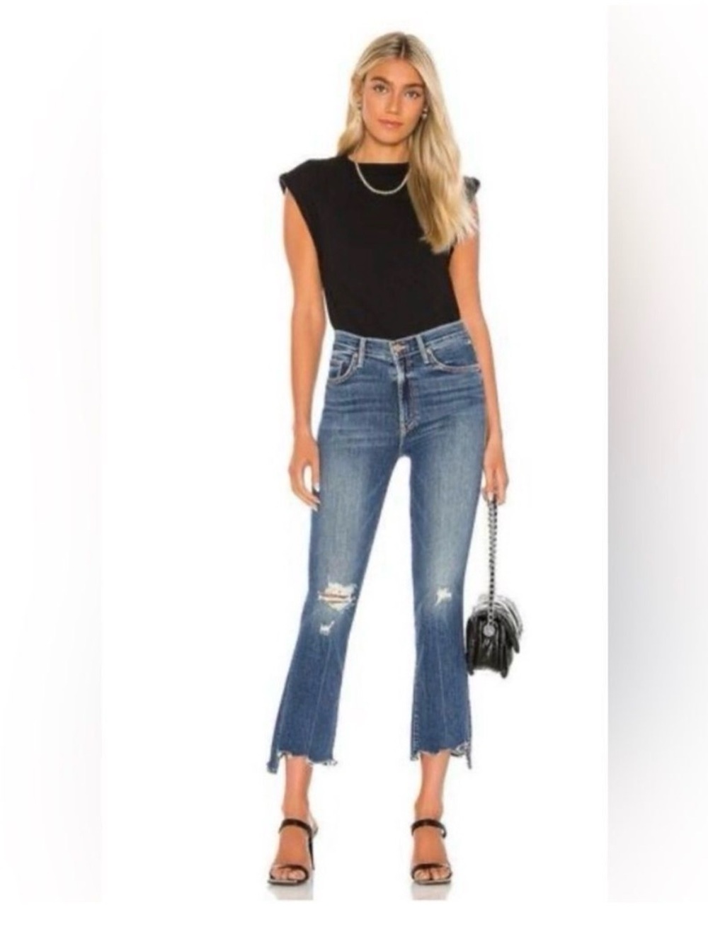 MOTHER The Mid Rise Dazzler Ankle Step Fray Jeans - Size 29